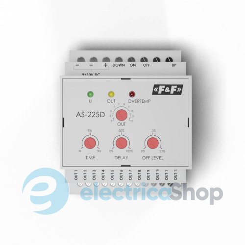 Реле каскадное AS-225D F&F 12канал., DIN 9-30V DC/4А 3÷30сек. з функцией последовательного вкл.