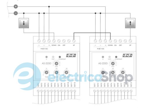 Реле каскадное AS-225D F&F 12канал., DIN 9-30V DC/4А 3÷30сек. з функцией последовательного вкл.