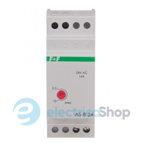 Реле лестничное AS-B24 F&F, 2мод., DIN, 1НО 24V AC/DC 16А, задержка 0,5÷10 мин