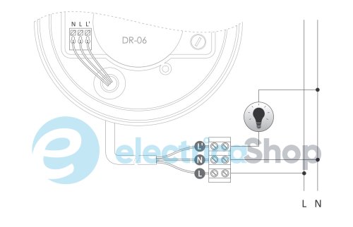 Датчик руху ІЧ DR-06B F&F 360° 230V/16А IP40, накладний, чорний