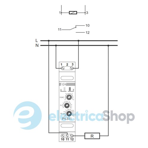 Реле часу PCU-511UNI F&F, багатофункціональне, 1ПК 10А 12÷264V AC/DC DIN