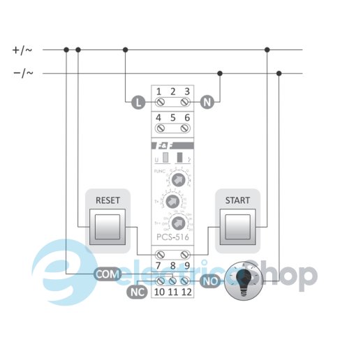 Реле часу PCS-516UNI F&F, багатофункціональне, 1ПК 10А 12÷264V AC/DC DIN