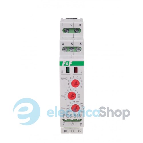 Реле часу PCS-519DUO F&F, багатофункційне, 2NO/NC 8А 230V/AC 24V/ACDC DIN