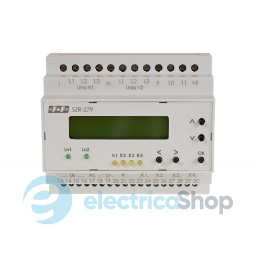 Контроллер АВР F&F SZR-279 3P+N 3ПК+1НО 50-350V AC 8А (AC-1) для ввода резервного питания
