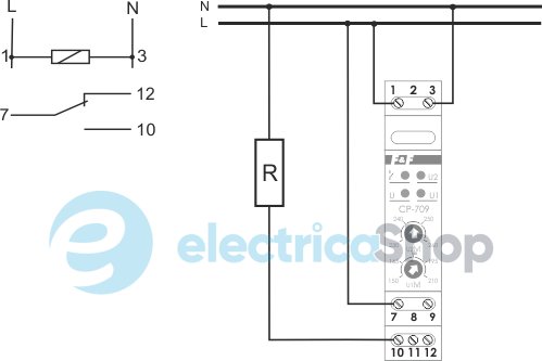 Однофазное реле CP-709 F&F, 150÷260V 16А 1ПК, DIN, без блокировки на время
