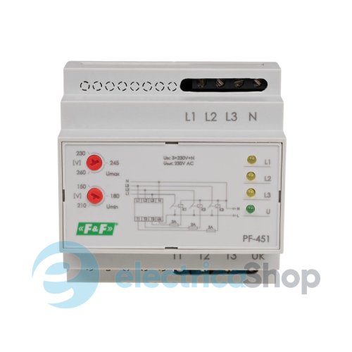 Автоматический переключатель фаз PF-451 F&F DIN 16А 3х230V/AC+ N без приоритетной фазы