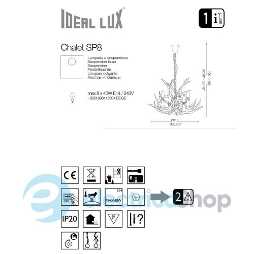 Люстра Ideal Lux 115504 Chalet SP8