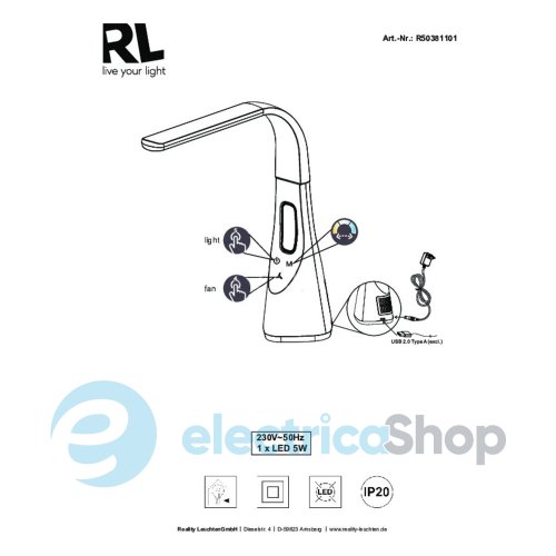 Настільна лампа TRIO R50381101 Vento