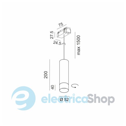 Подвесной светильник LTX IN_LINE TUB M P 200 ZOOM 13W, 3000К, белый (06.0529.13.930.WH)