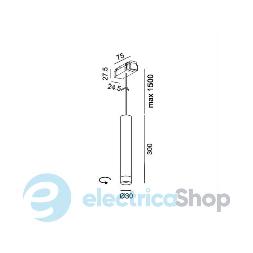 Подвесной светильник LTX IN_LINE TUB S P 300 ZOOM 5.4W, 4000К, черный (06.0339.6.940.BK)