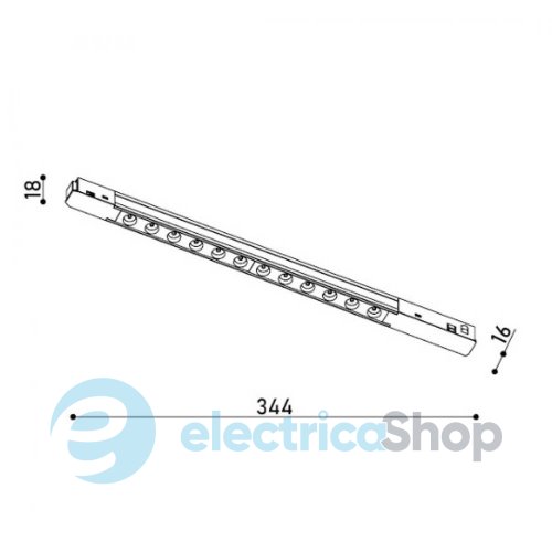 Світильник магнітний трековий 344х16х18мм, 12W Osram 3030 4000K KDMG-SLIM-LINE344 DL 12W 4K BK
