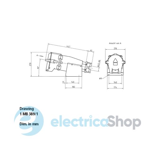 Розетка настінна 250A 4п 6г 400В, IP67, MENNEKES 75021