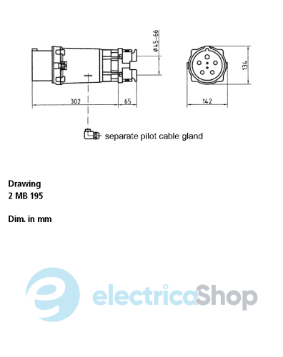 Штекер 200A 4п 6г 400В, IP67, MENNEKES (75201)