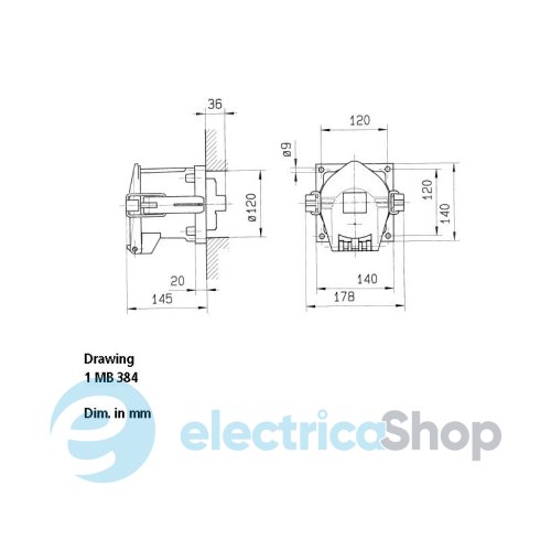 Розетка панельна 200A 5п 6г 400В, IP67, MENNEKES 75246