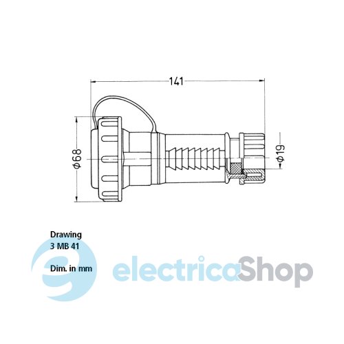 Розетка кабельная SCHUKO 16A 2п+З 230В, IP68, MENNEKES 10833