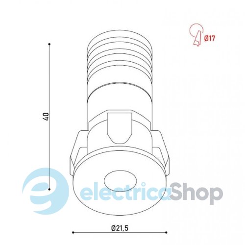Точковий вбудований світильник KLOODI 1W 2700K 15° 80LM RA90 KD-MINI22 1W 2.7K BK