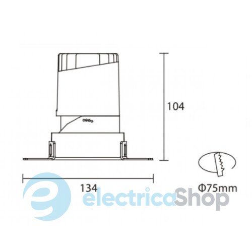 Точковий вбудований світильник LED CREE 12W 3000K, 15°/24°/38°/50°, 840LM KLOODI KD-GIRON134 TR 12W 3K 38D