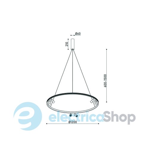 Подвесной светильник с трековыми спотами Kloodi KD-RGLL SPOT-8 1200 3К BK