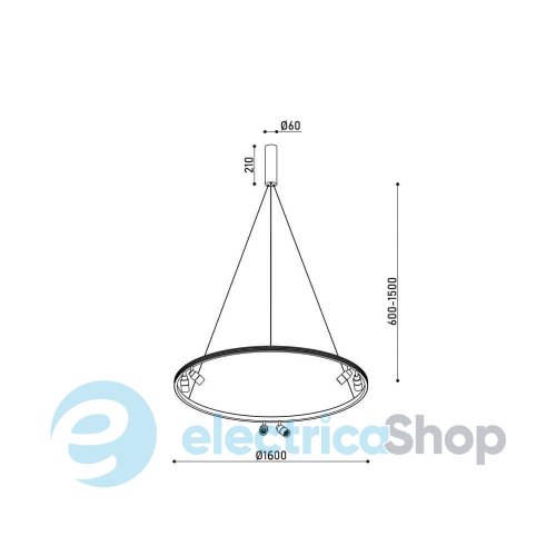 Подвесной светильник с трековыми спотами Kloodi KD-RGLL SPOT-8 1600 4К BK