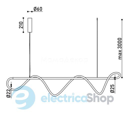 Подвесной светильник Kloodi KD-NEON WAVE 1400 45W 4000K WH