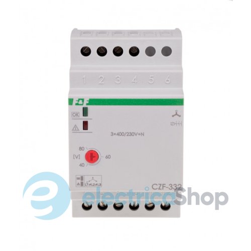 Реле пропадания фаз F&F CZF-332 1ПК 10А 400/230V+N, регул.