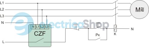 Реле пропадания фаз F&F CZF2-B, контроль контактов, 1NO 10А 3x400V/230V~+N, 2LED
