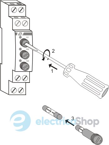 Блок запобіжників BZ-3 F&F 250 V AC/DC (6,3А), 3×LED