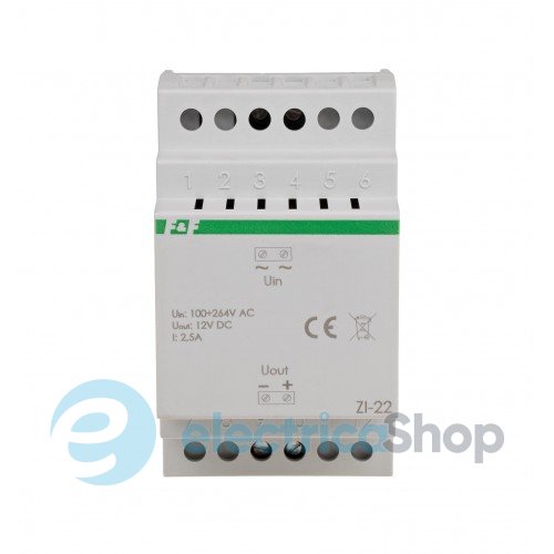 Блок живлення імпульсний ZI-22 F&F DIN 100÷264VАС / 12VDC 2,5A (30Вт)