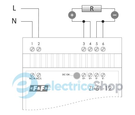 Импульсный блок питания F&F ZI-61-12V, DIN 80÷264VАС / 12VDC 5A (60W)