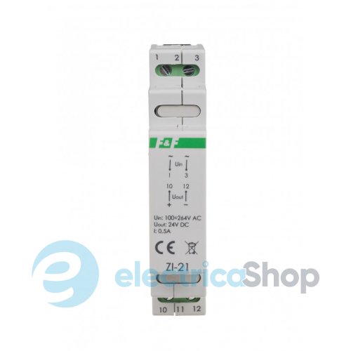 Блок питания ZI-21 F&F, DIN 100÷264VАС / 24VDC 0,5A (12W)