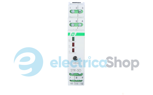 Реле керування ролетами STR-3D F&F, двокнопочне, DIN100÷265VAC 8A(AC-1) / 2A(AC-3), час від 1сек. до 15 хвилин