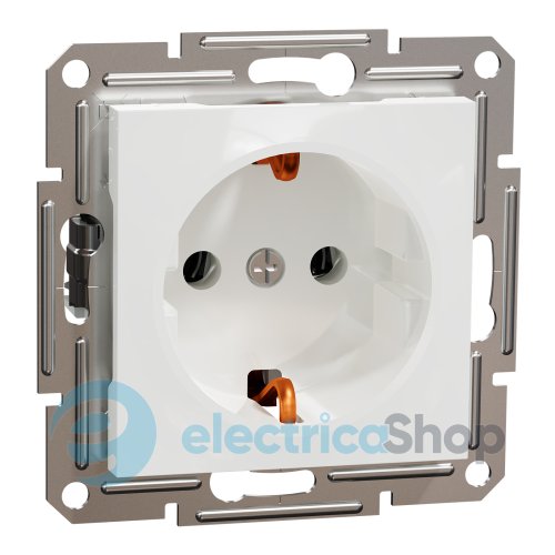 Розетка с заземлением Asfora Schneider Electric EPH2970121 белая (без рамки)