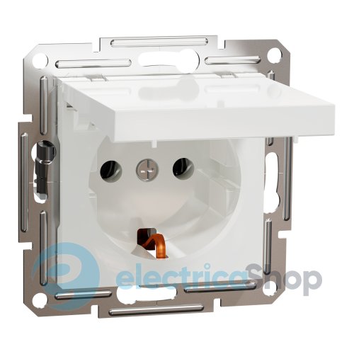Розетка с крышкой с заземлением Asfora Schneider Electric EPH3170121 белая (без рамки)