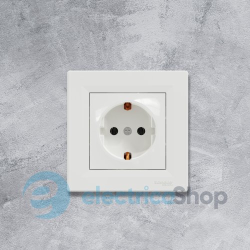 Розетка с заземлением Asfora Schneider Electric EPH2970121 белая (без рамки)