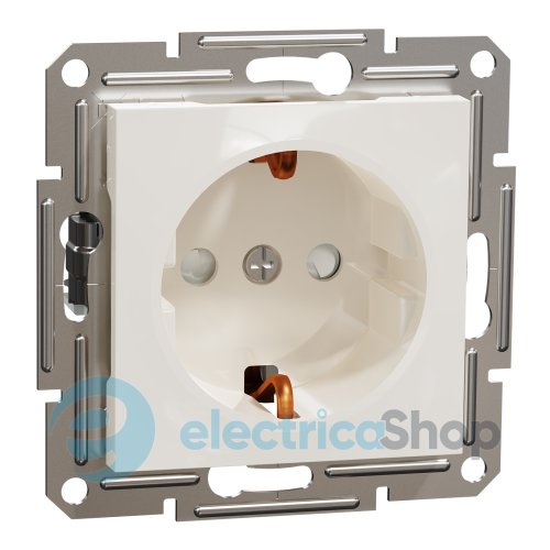 Розетка с заземлением с защ.шт. Asfora Schneider Electric EPH2970223 крем (без рамки)