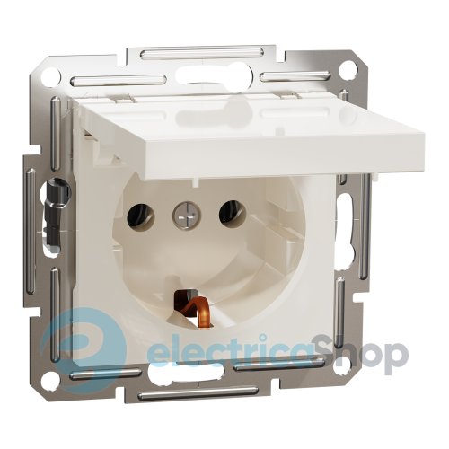 Розетка с крышкой с заземлением Asfora Schneider Electric EPH3170123 крем (без рамки)