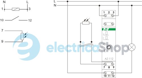 Сутінкове реле з герметичним зондом F&F DIN 220-230V/AC 1НВ 16А 2÷1000Lx