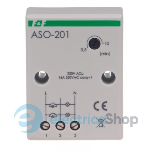 Сходове реле ASO-201 F&F накладний монтаж 1НВ 230V/10А, затримка 0,5÷10 хв.