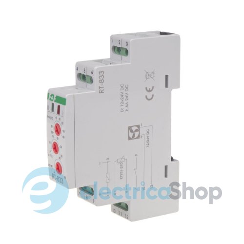 Регулятор температуры RT-833 F&F DIN 1ПК 6А(DC) 12÷24V DC для управления скоростью вращения вентилятора