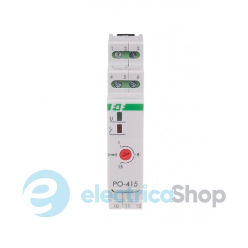 Реле часу PO-415  F&F DIN 1ПК 10А 230V/AC, від 1 до 15хв., затримка після виключення