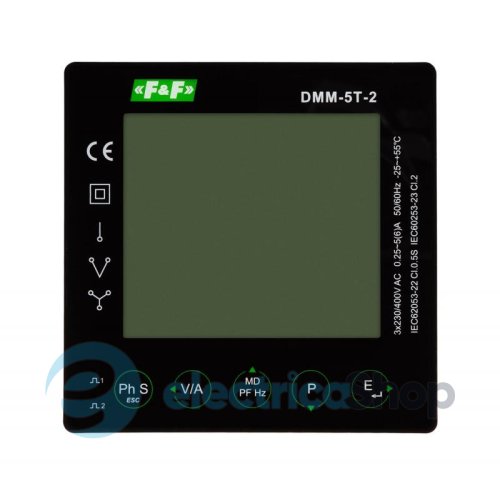 Аналізатор параметрів мережі F&F DMM-5T-2, щитовий, Modbus RTU