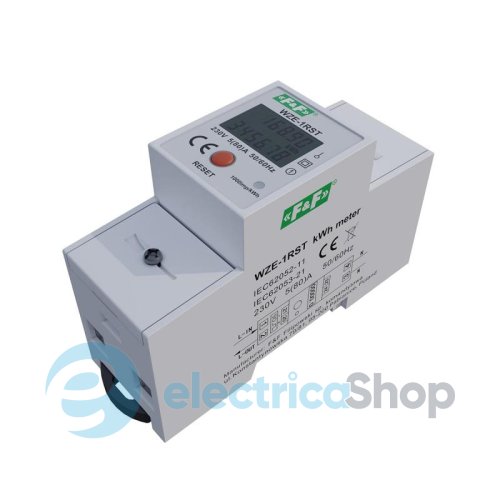 Счетчик электроэнергии WZE-1RST F&F DIN 2мод. 1-ф 5А (80A) 230V/AC