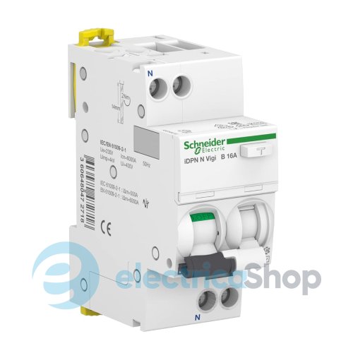 Дифавтомат IDPN VIGI 1+N B 16A/0,3A 6kA A Acti9 SE A9D69616