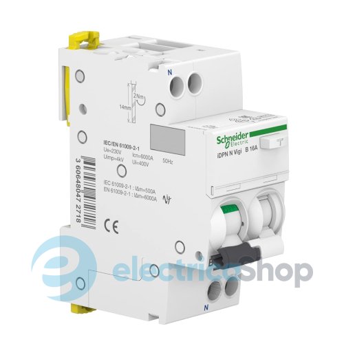 Дифавтомат IDPN VIGI 1+N B 16A/0,01A 6kA A Acti9 SE (A9D08616)