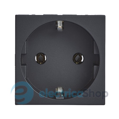 Розетка 2К+З німецький стандарт гвинтові клеми Legrand Mosaic New 079360L колір чорний матовий