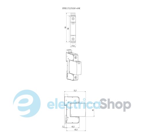 Обмежувач перенапруги тип II, ETITEC C T2 440/20 (1+0) 1p ETI 2440405