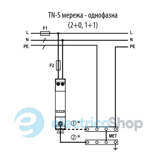 Обмежувач перенапруги тип II+III, ETITEC CM T23 275/20 (2+0, 1p, TNC-S) ETI 2440650