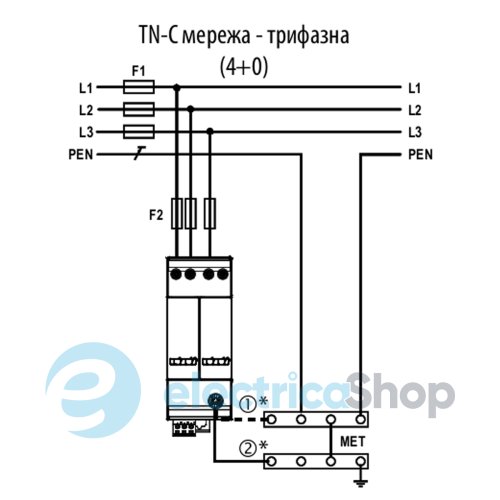 Обмежувач перенапруги тип II+III, ETITEC CM T23 275/20 (4+0, 2p, TNC-S) ETI 2440652