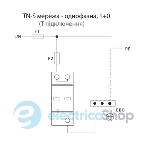 Обмежувач перенапруги тип I+II, ETITEC T WENT 320/25 (1+0, 2p, TNC) ETI 2440364