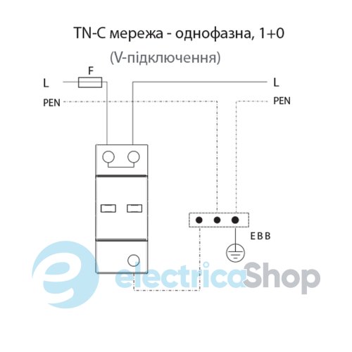 Ограничитель перенапряжения тип I+II, ETITEC T WENT 320/25 (1+0, 2p, TNC) RC ETI 2440365